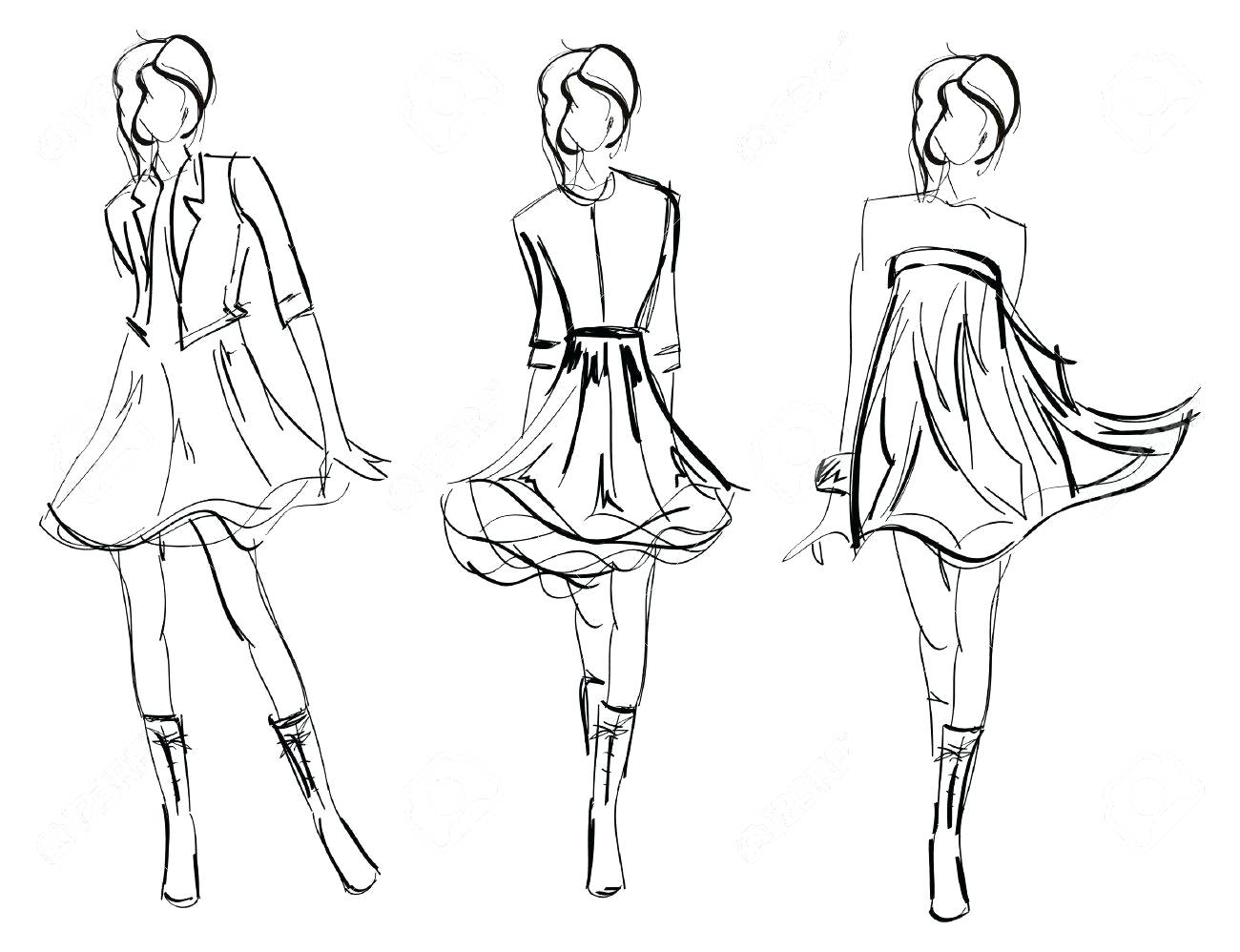 1300x998 Fashion Design Model Sketch Template