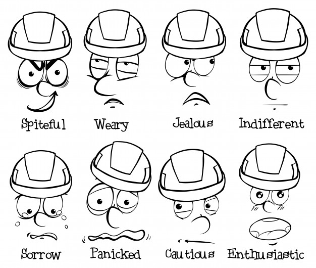 626x530 Facial Expressions And Words On White Background Vector Free