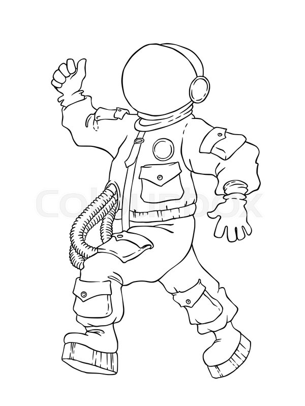 600x799 Illustration Of Walking Cheering Astronaut In Space Suit