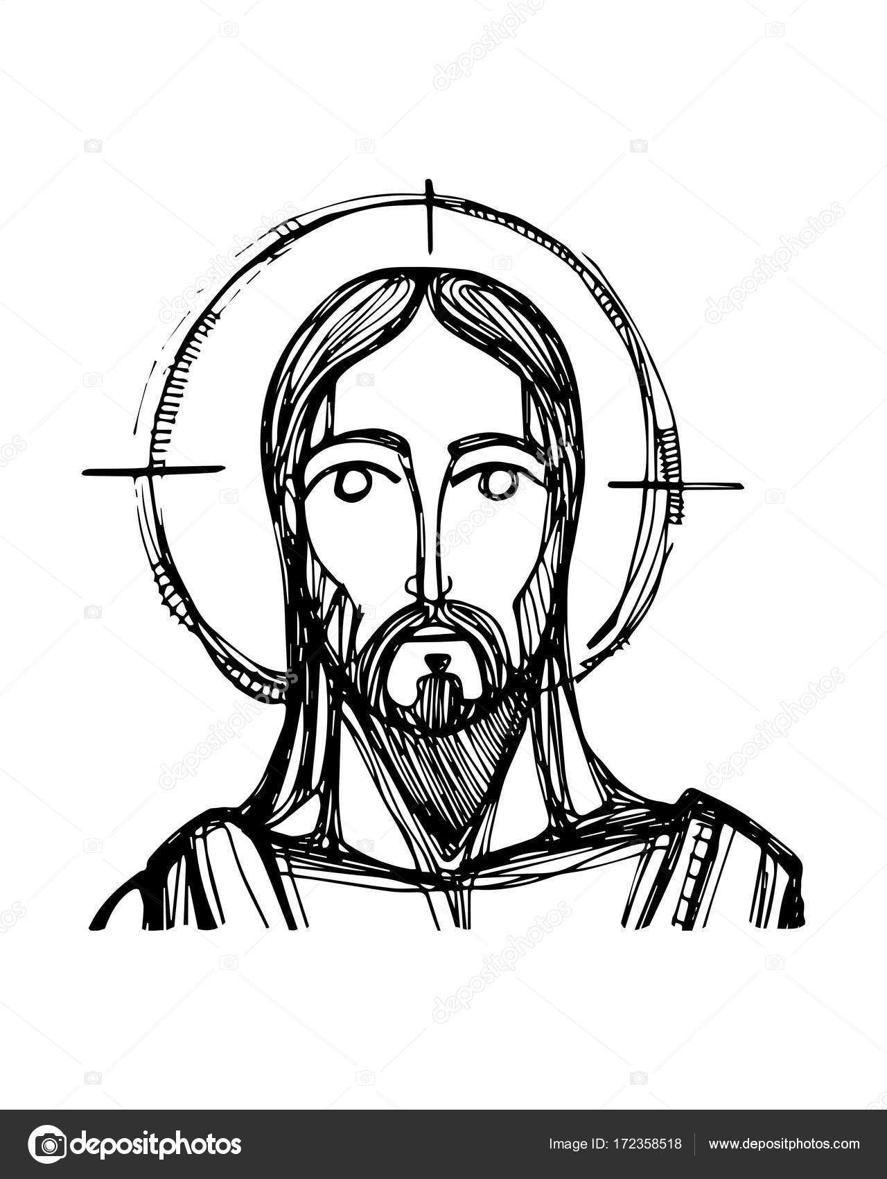 1280x1700 Hand Drawn Jesus Christ Face Stock Vector Bernardojbp