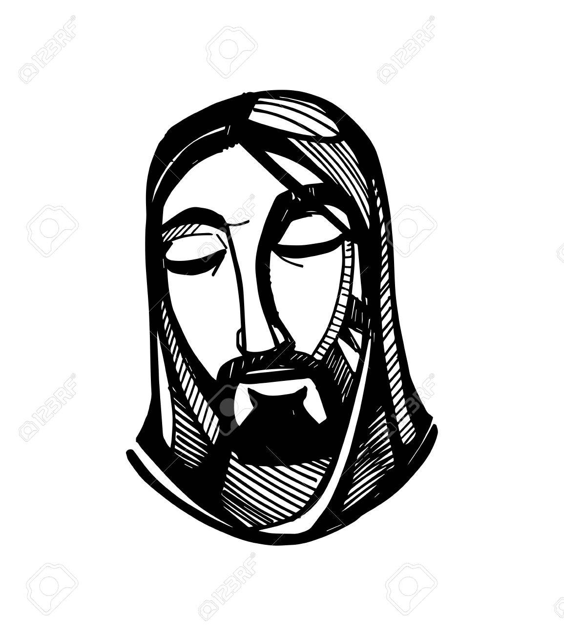 1155x1300 Hand Drawn Vector Illustration Or Drawing Of Jesus Christ Face