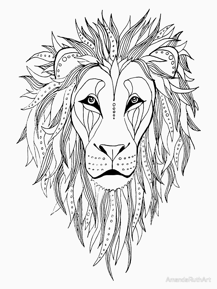 750x1000 Patterned Lion Ink Drawing Unisex T Shirt By Amandaruthart