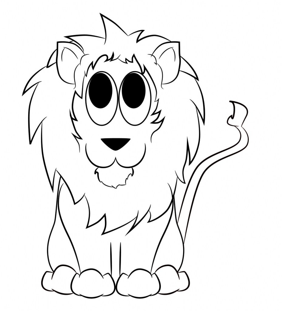 929x1024 Drawing Cartoon Lion Face