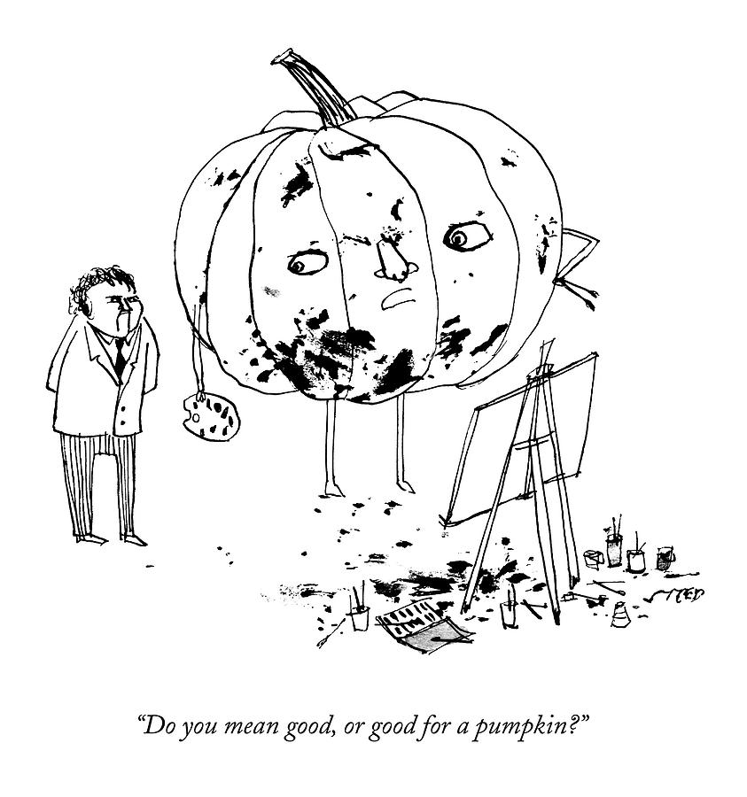 843x900 A Pumpkin With A Face And Legs Holds A Paintbrush Drawing By