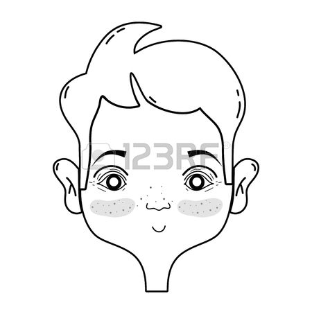 450x450 Outline Drawing Of Avatar Man's Face With Hairstyle Design Royalty