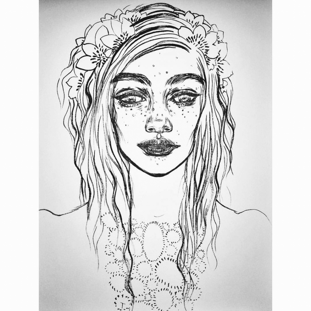 1024x1024 Drawings Face With Black Pen Penrt Drawings Face How To Draw