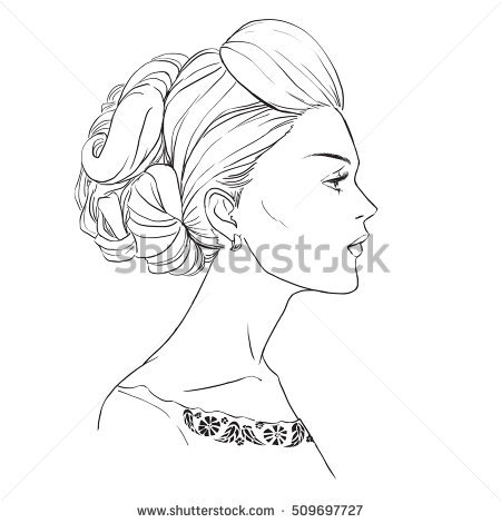 450x470 Pictures Line Drawing Female Face Profile,