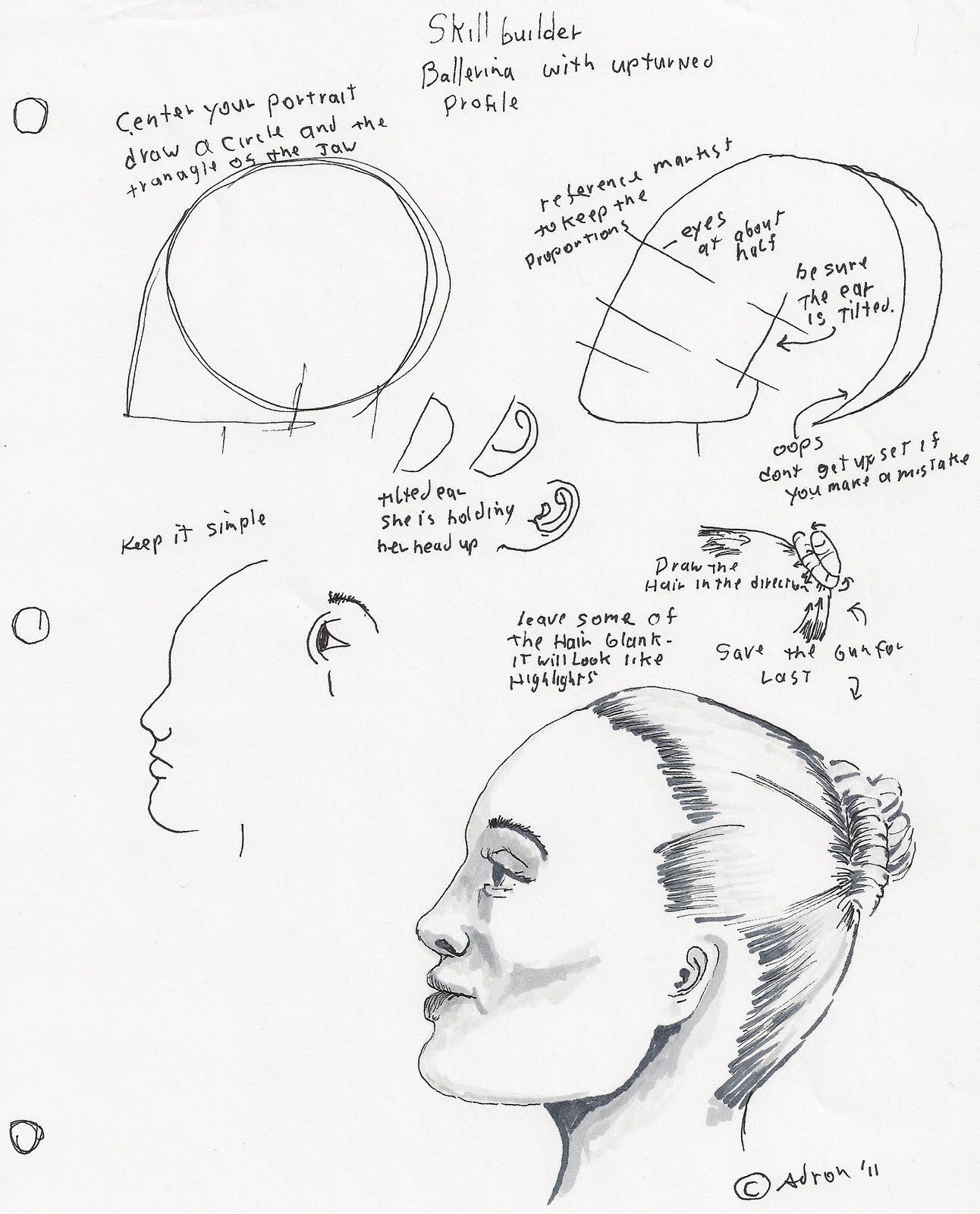 1292x1600 Adron's Art Lesson Plans How To Draw A Woman's Face Profile.