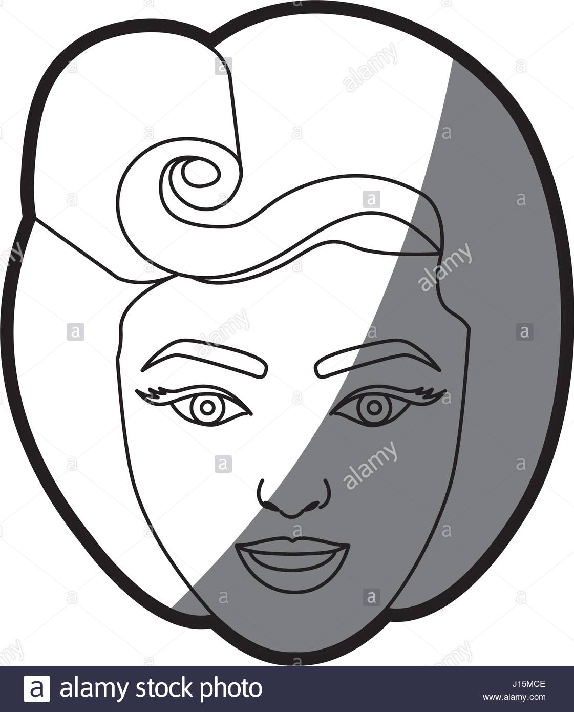 1121x1390 Silhouette Shading Of Face Woman With Eighties Hairstyle Stock