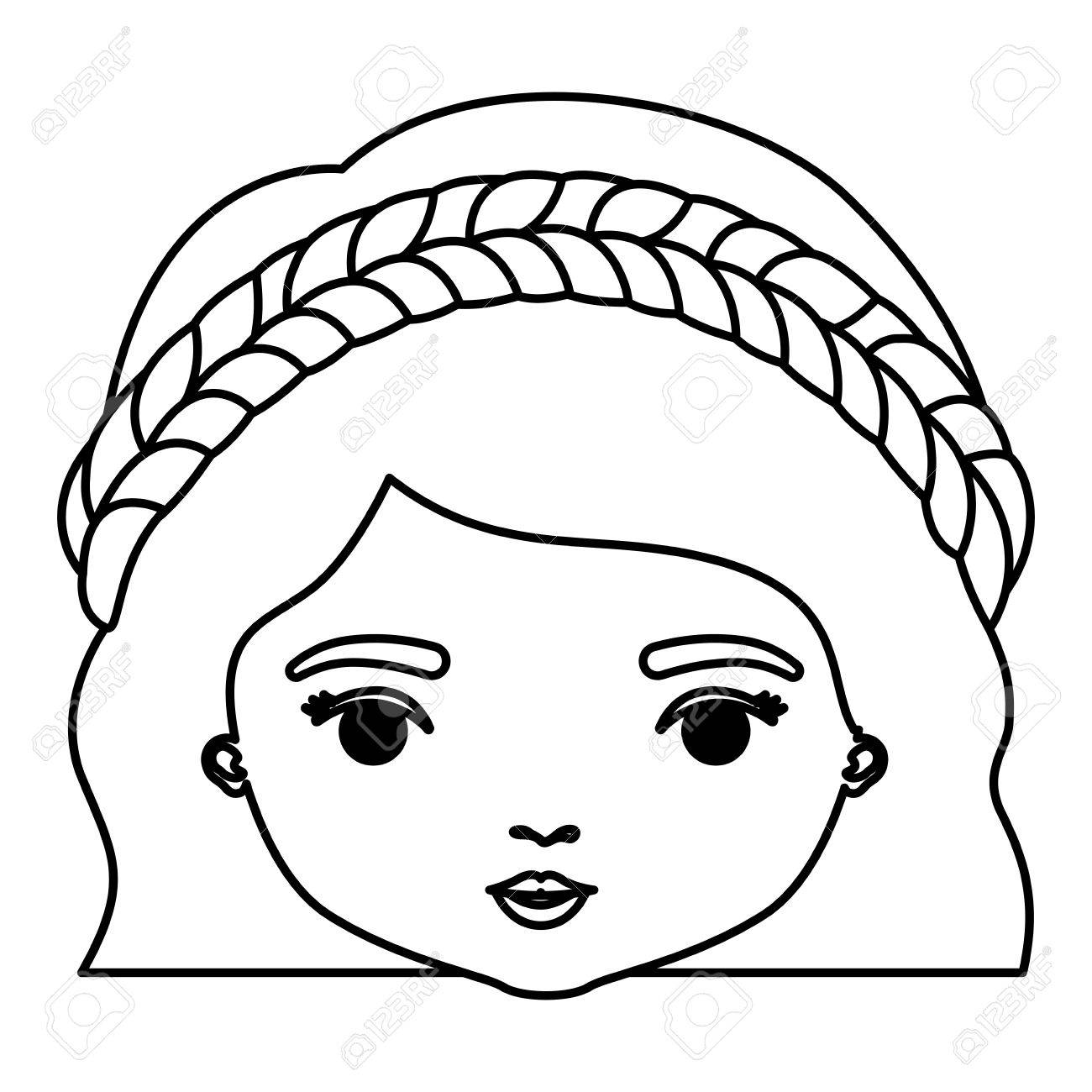 1300x1300 Monochrome Silhouette Of Caricature Closeup Front View Face Woman