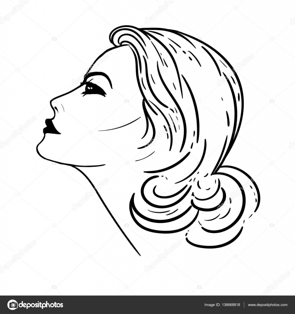 963x1024 Woman Face Silhouette In Profile. Stock Vector Anmark