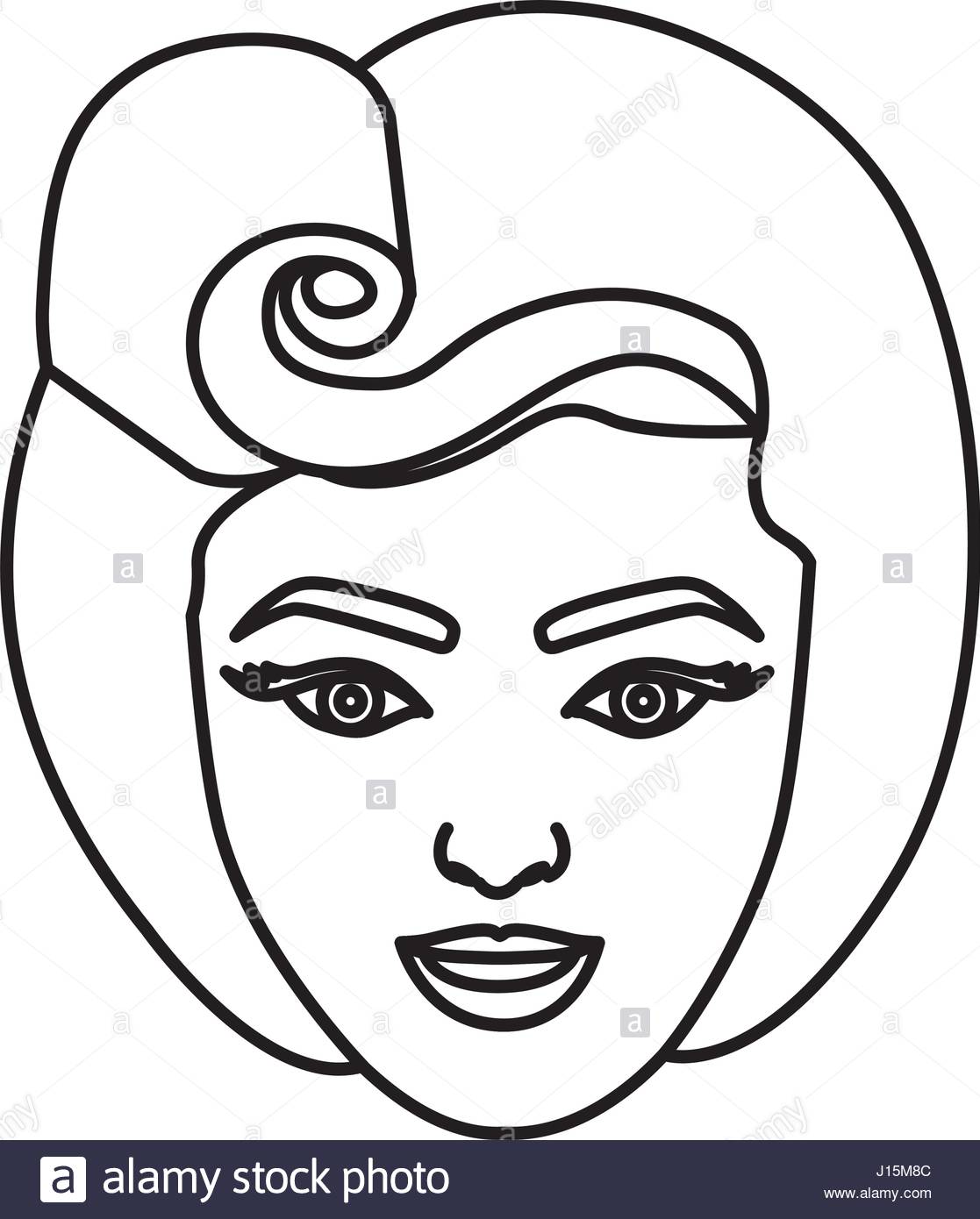 1117x1390 Silhouette Drawing Of Face Woman With Eighties Hairstyle Stock