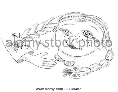 413x320 Hand Drawing Face. Abstract Surreal Vector Template Can Use