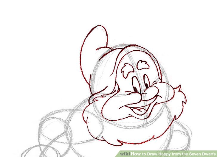 728x527 How To Draw Happy From The Seven Dwarfs 8 Steps (With Pictures)