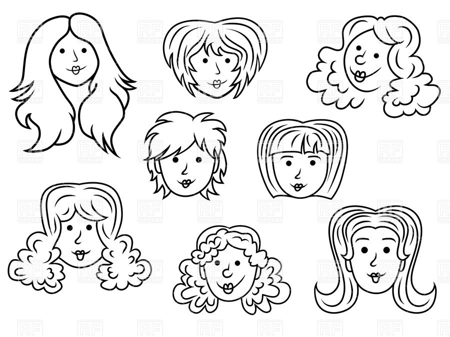 900x675 Sketches Of Funny Cartoon Woman Faces Royalty Free Vector Clip Art