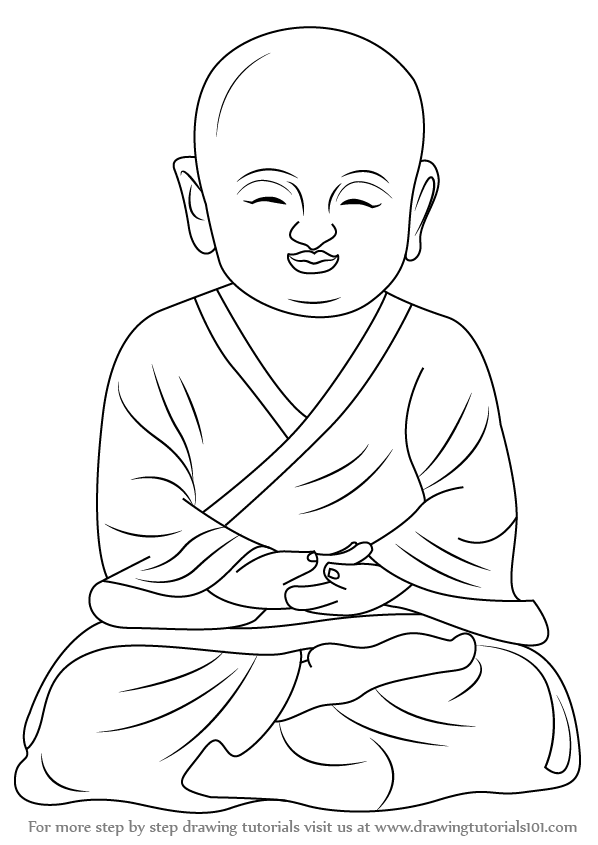 598x845 Learn How To Draw A Child Buddha (Buddhism) Step By Step Drawing