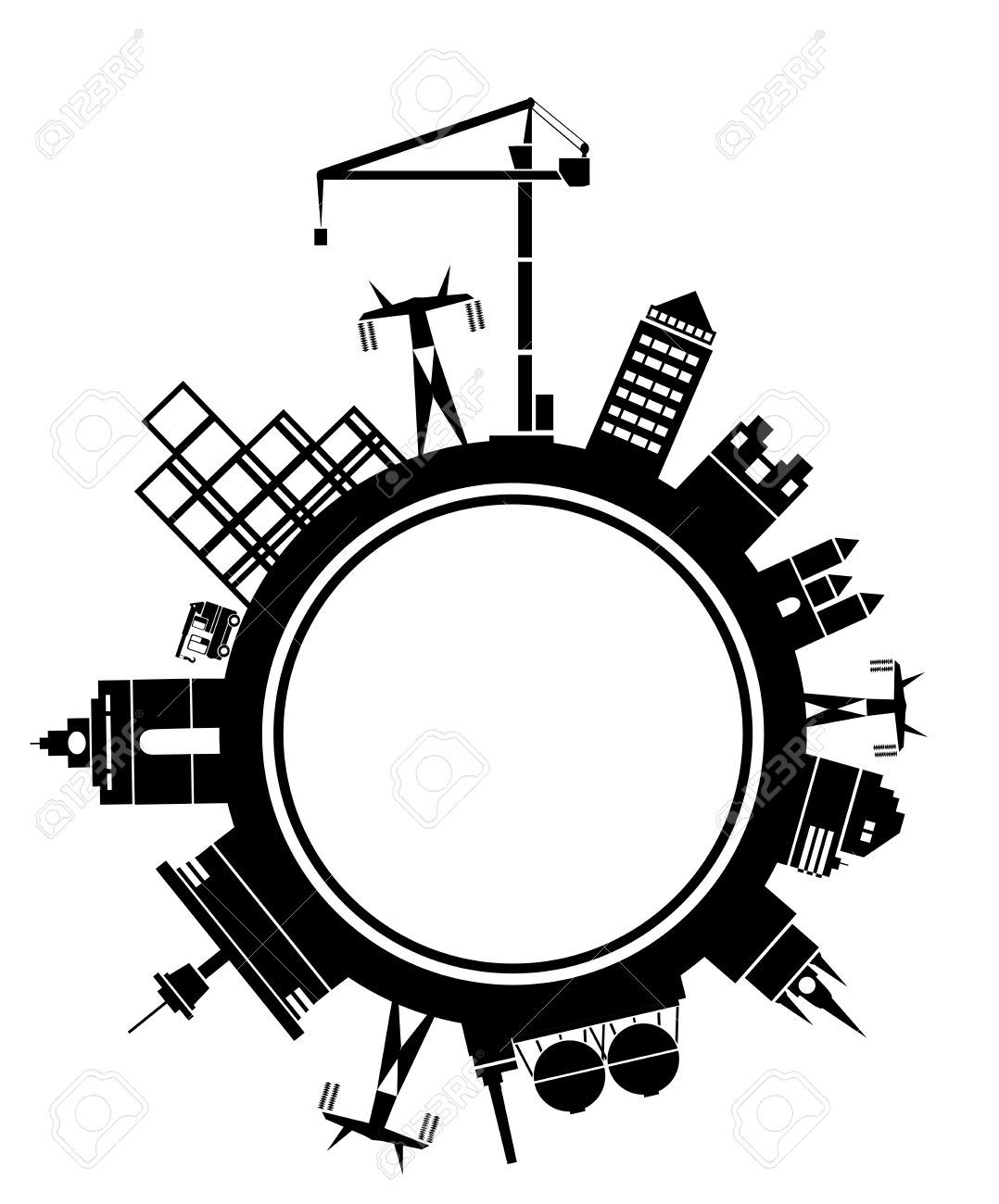 1078x1300 Stylized City Block With Buildings And Factories Royalty Free