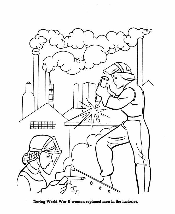 670x820 Us History Coloring Page Women Working In Factories During Wwii