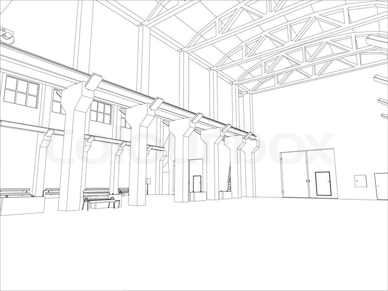 800x600 Factory Environment. Wire Frame. Vector Eps10 Format. Vector