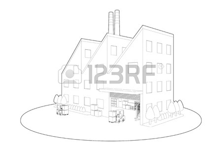 450x300 Line Drawing Of Factory Stock Photo, Picture And Royalty Free