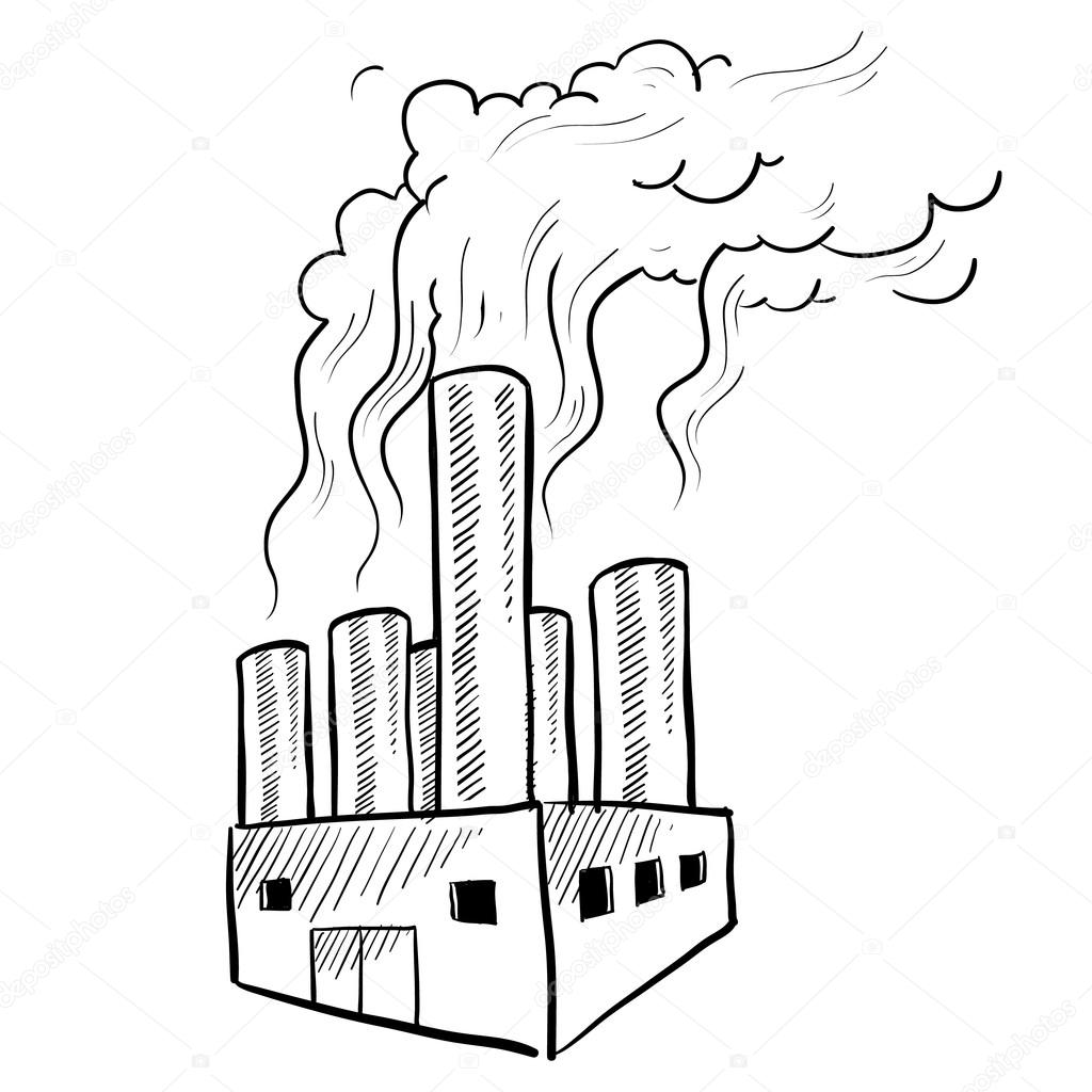 1024x1024 Polluting Factory Sketch Stock Vector Lhfgraphics