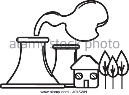 435x320 Factory Pollution Near To Trees And House Stock Vector Art