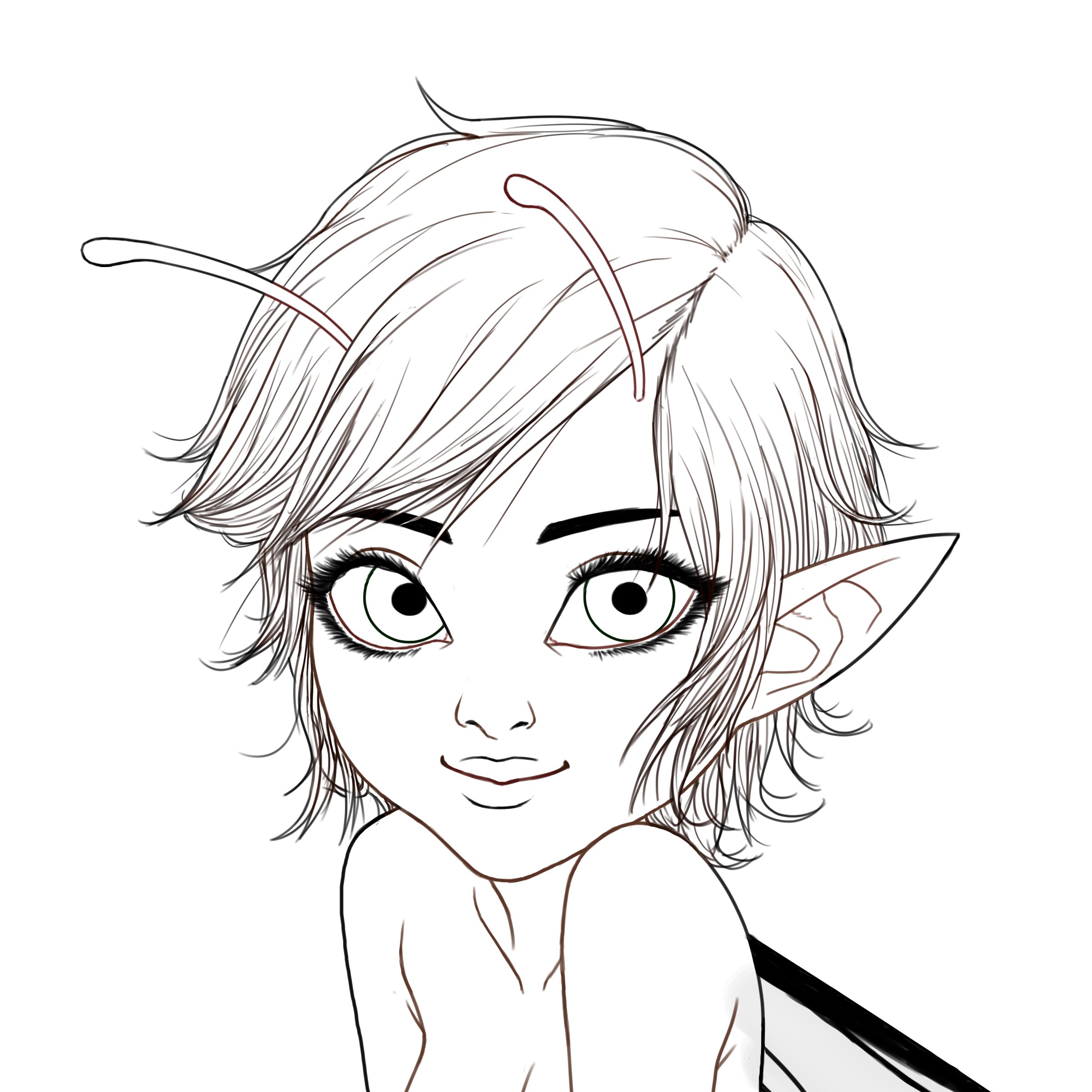 2400x2400 Faerie Drawing Line Art