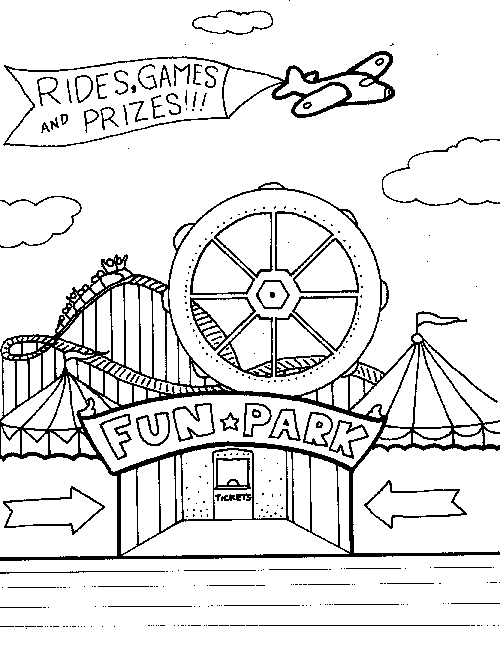 At The Funfair Colouring Page Sketch Coloring Page