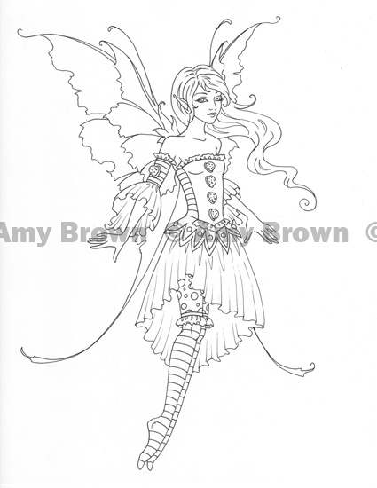 425x550 Amy Brown Fairies Coloring Pages Original Ink Drawing