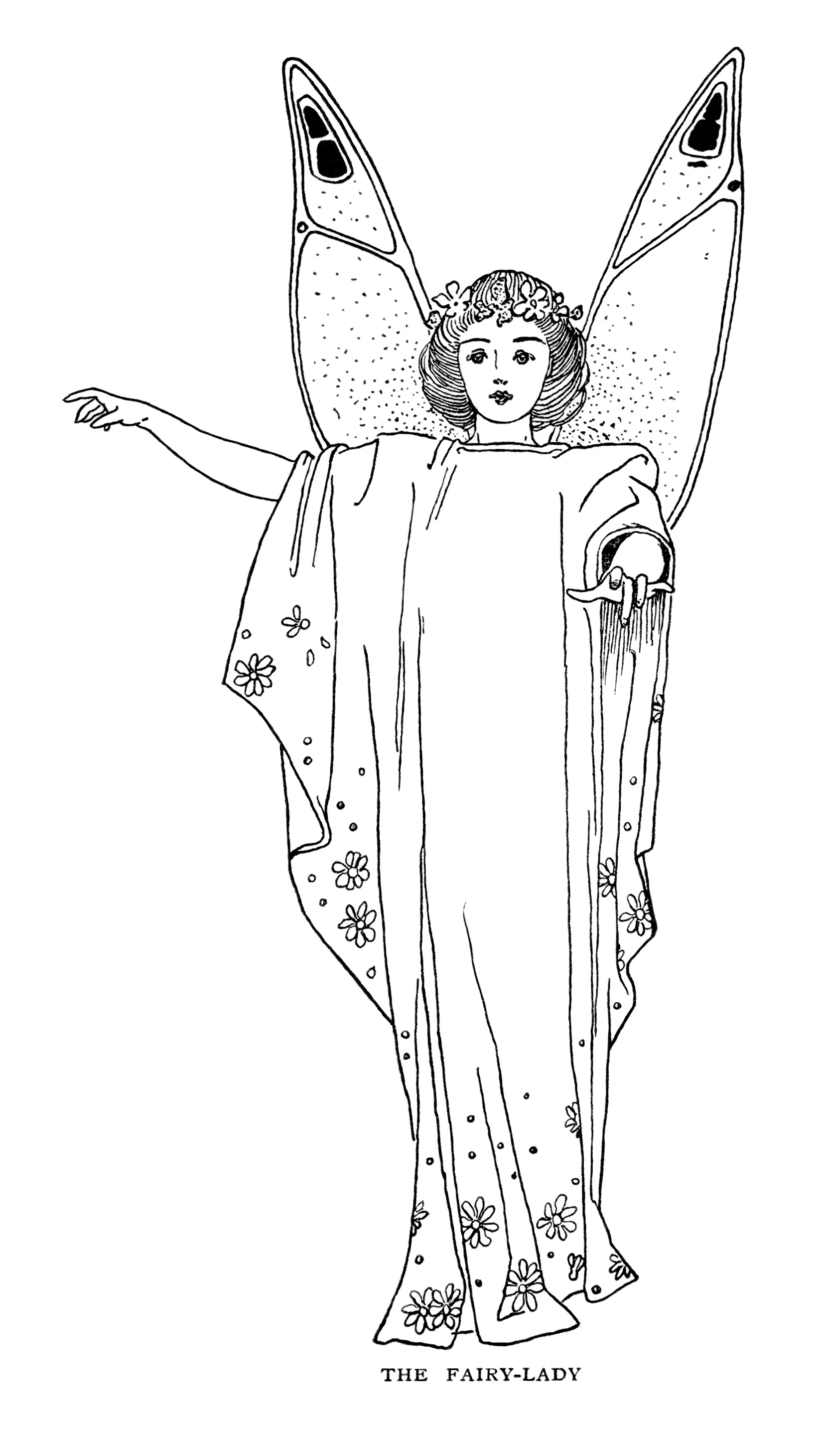 1658x2920 Butterfly Fairy Illustration, Vintage Fairy Clip Art, Black