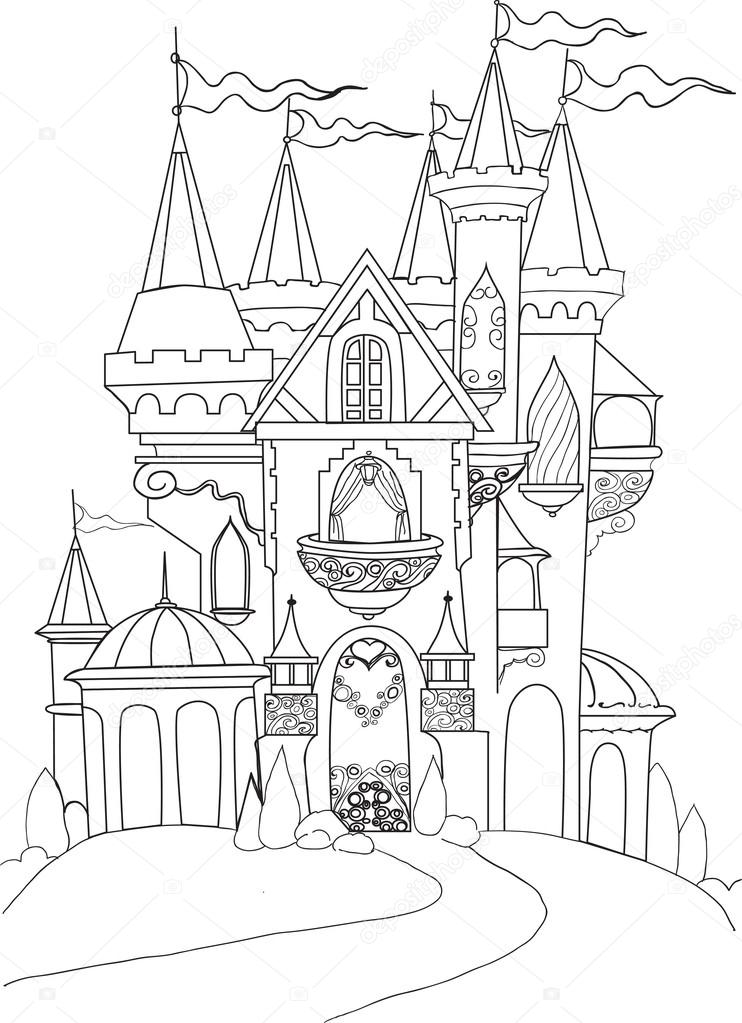 742x1023 Color Book Palace Fairy Tale Stock Vector Matreshka