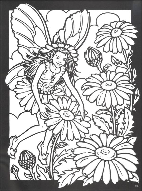 597x800 Garden Fairies Stained Glass Coloring Book (017606) Details