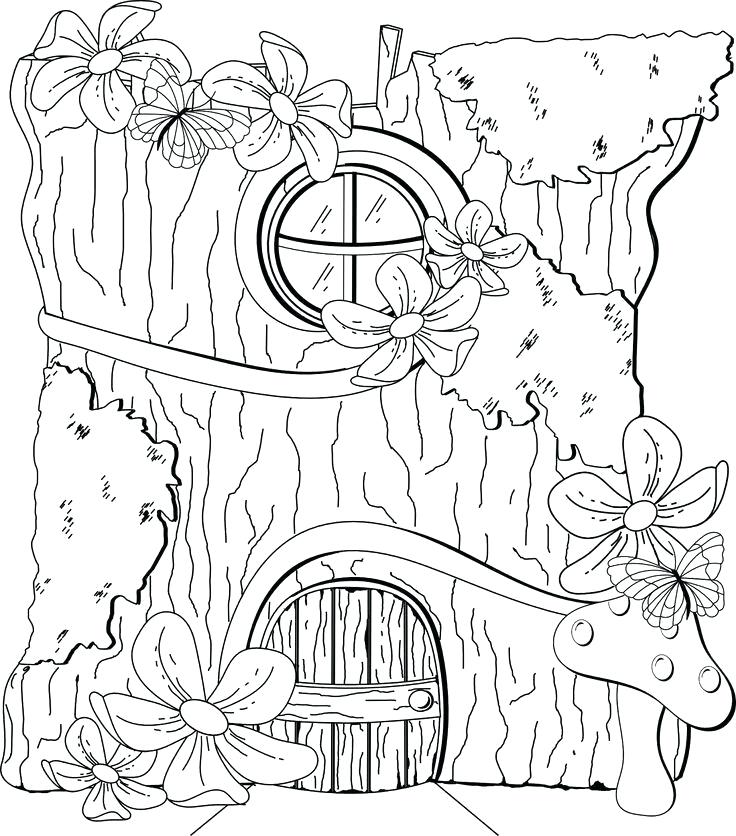 736x836 Fairy House Coloring Pages Color By Numbers Town Fairy Mushroom