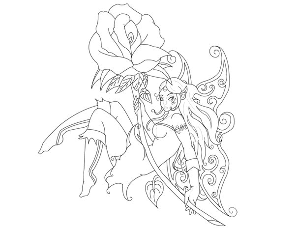 600x464 Fairy Drawings Tattoo Designs Fairy Tattoo Outline By Wolf100185