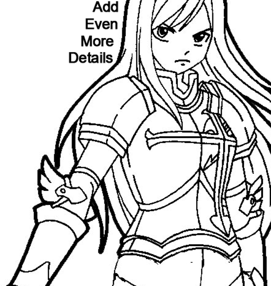 550x580 How To Draw Erza Scarlet From Fairy Tail With Easy Step By Step