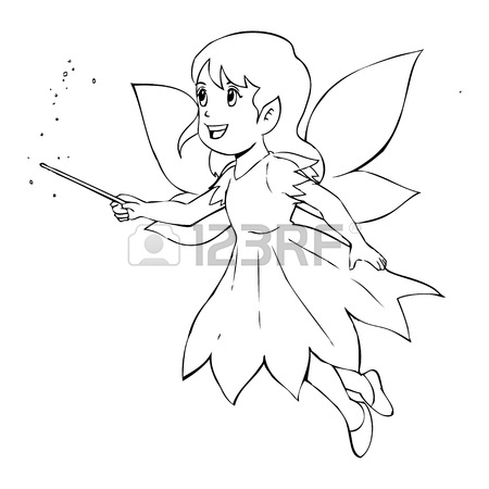 450x450 Outline Illustration Of A Little Fairy Royalty Free Cliparts
