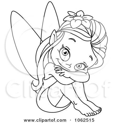 450x470 Clipart Sitting Fairy Outline