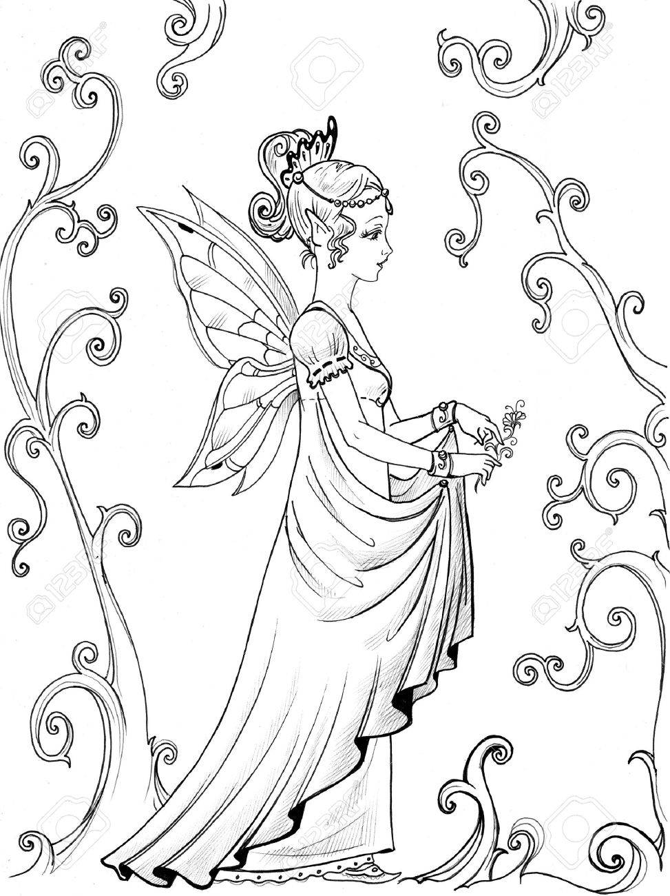 973x1300 Fairy Princess In The Garden Stock Photo, Picture And Royalty Free