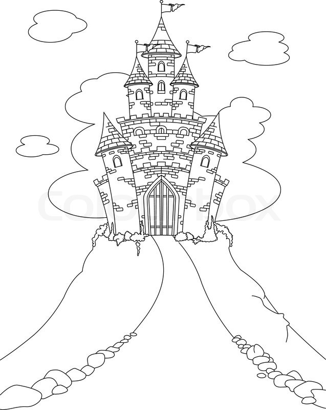 637x800 Coloring Page With Magic Fairy Tale Princess Castle Stock Vector
