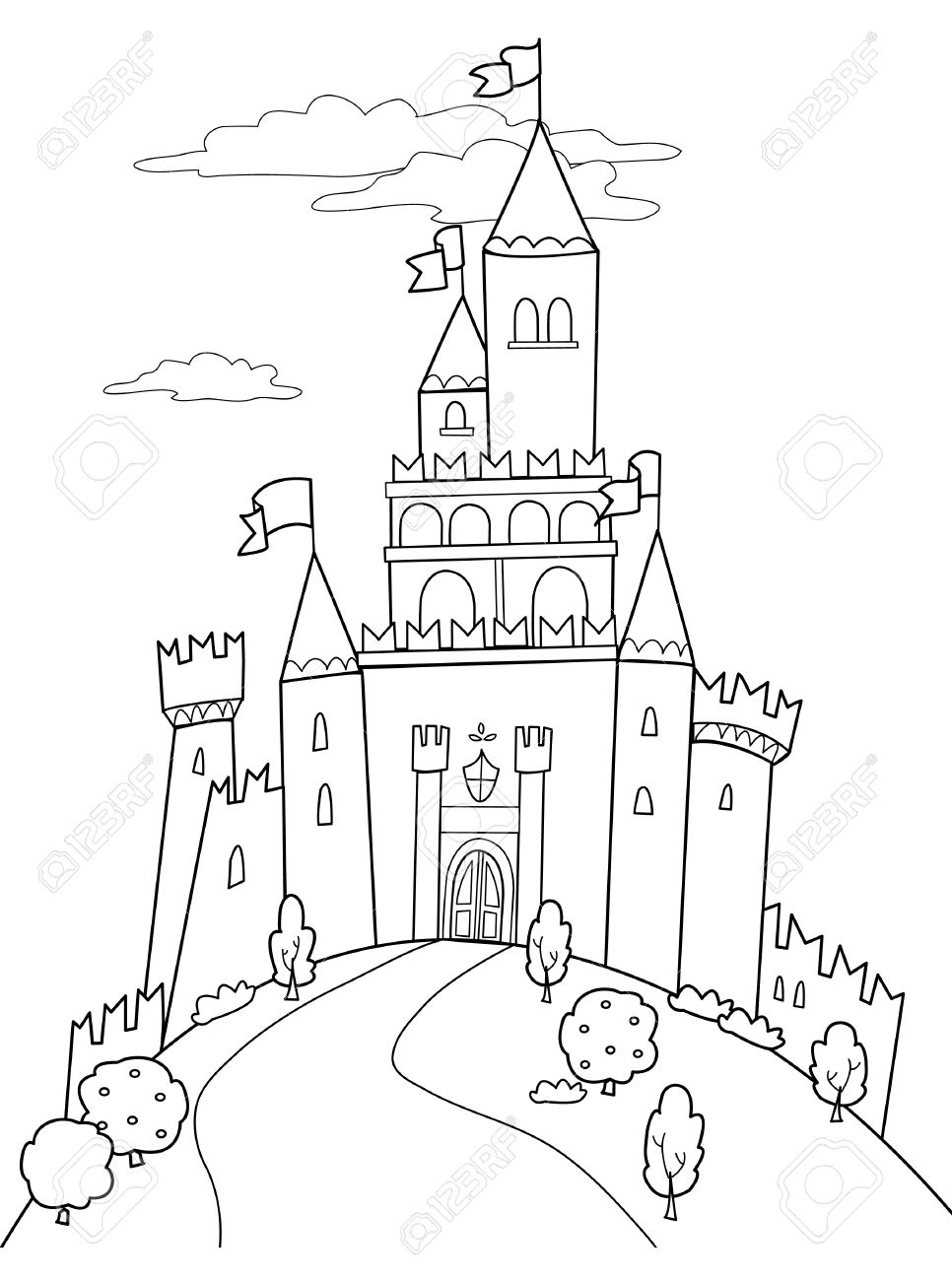 966x1300 Fairy Tale Castle Clipart Black And White
