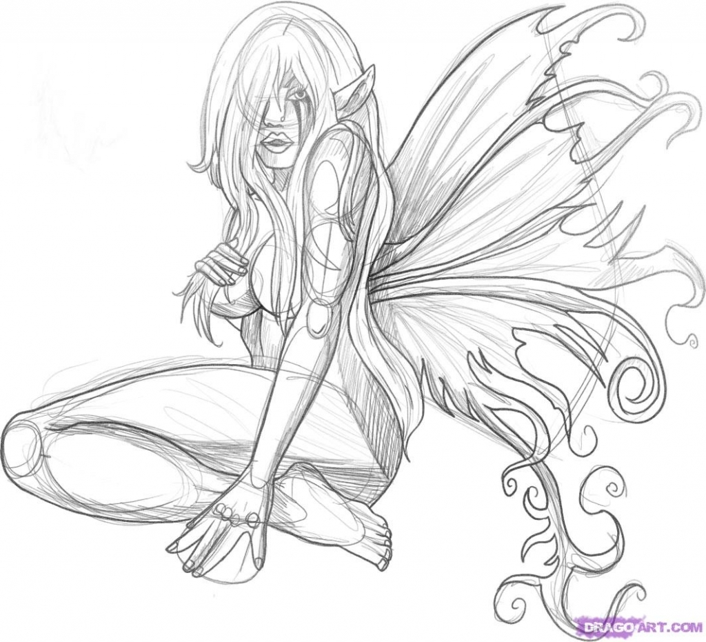 1024x931 Pencil Drawings Of Fairies And Pixies Best Fairy Drawings