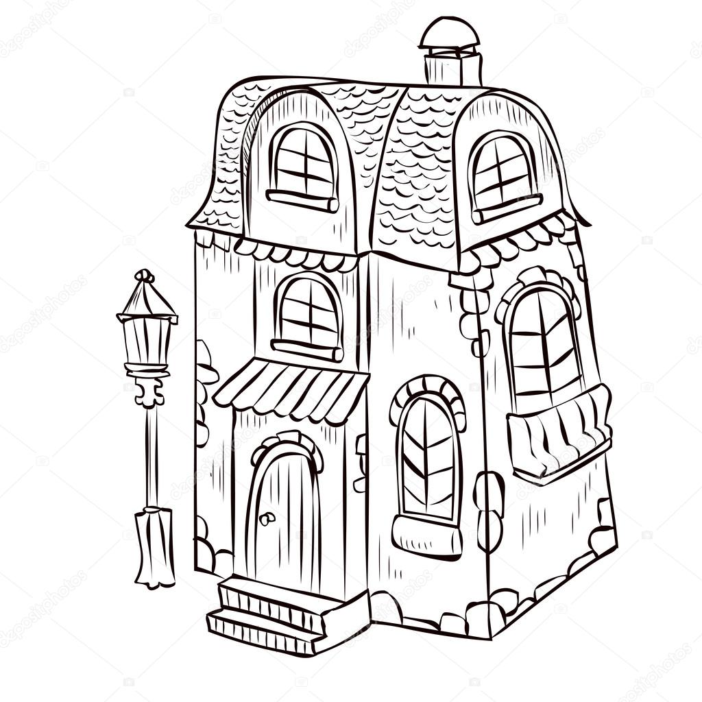 1024x1024 Fantasy Cartoon Fairy Tale House Stock Vector Dergriza