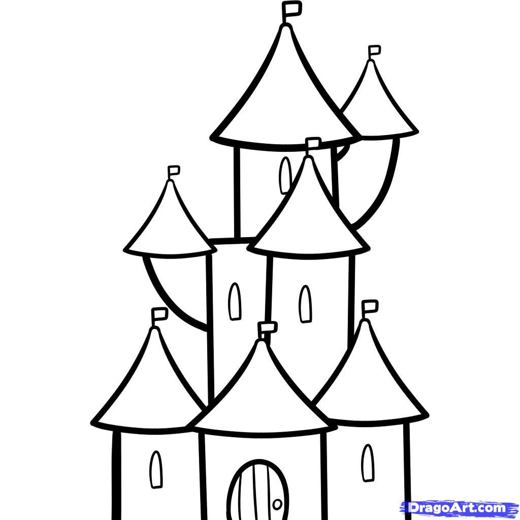 1024x1024 Cartoon Castle Drawing How To Draw A Castle For Kids, Stepstep