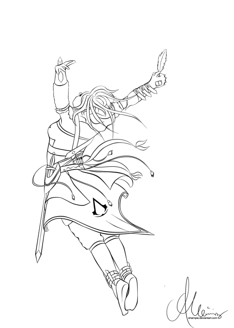 755x1057 Leap Of Faith Lineart By Shampie