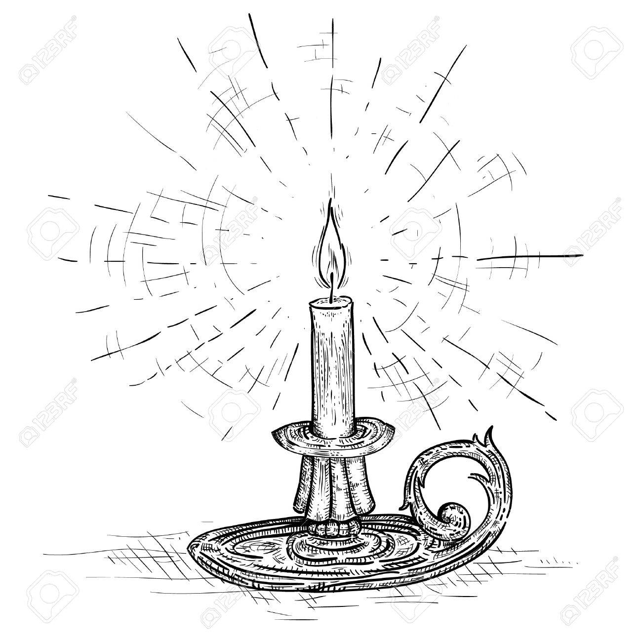 1300x1300 Candle On Candlestick Burning With Light Of Hope And Faith Royalty