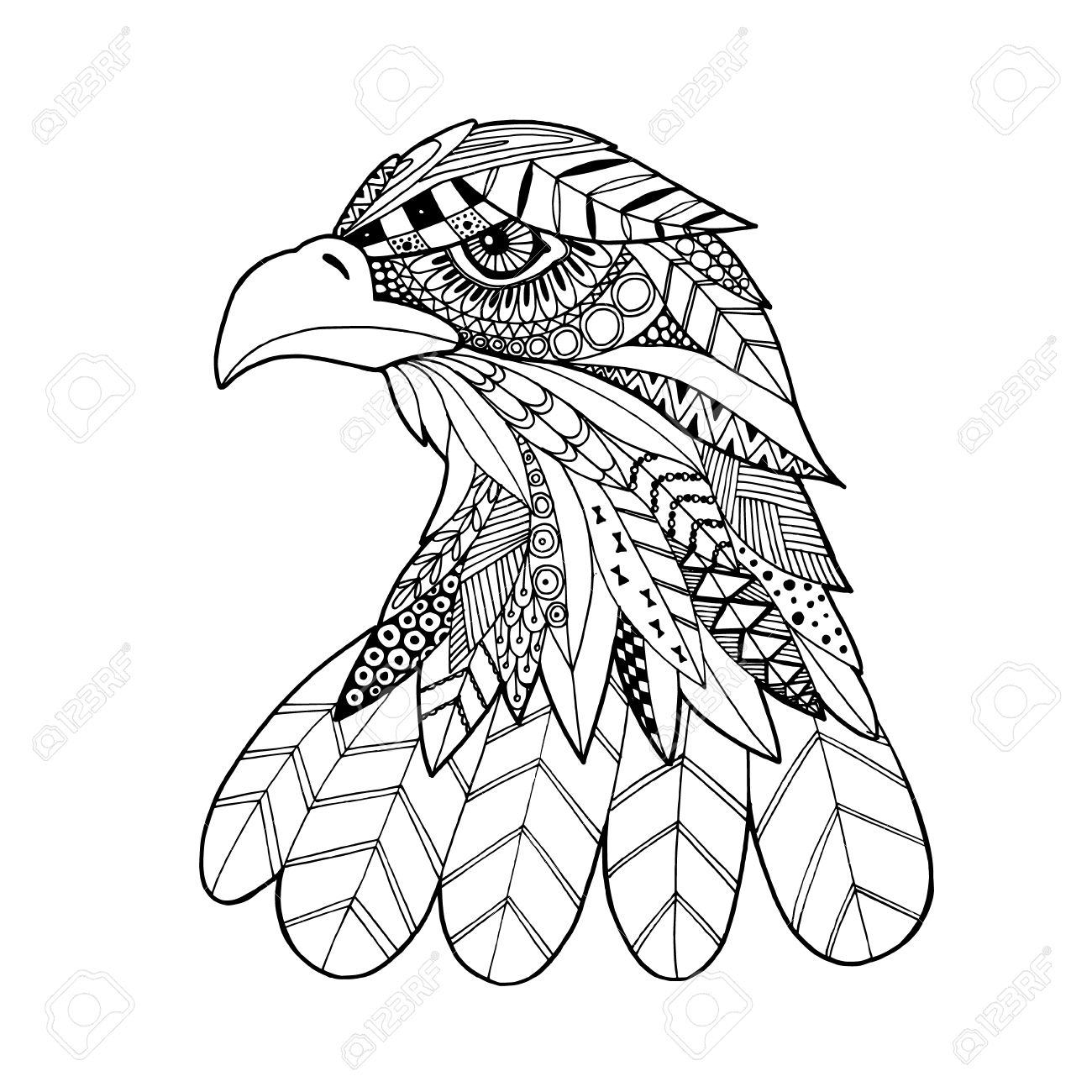 1300x1300 Ornamental Head Of Eagle Bird, Trendy Ethnic Zentangle Style