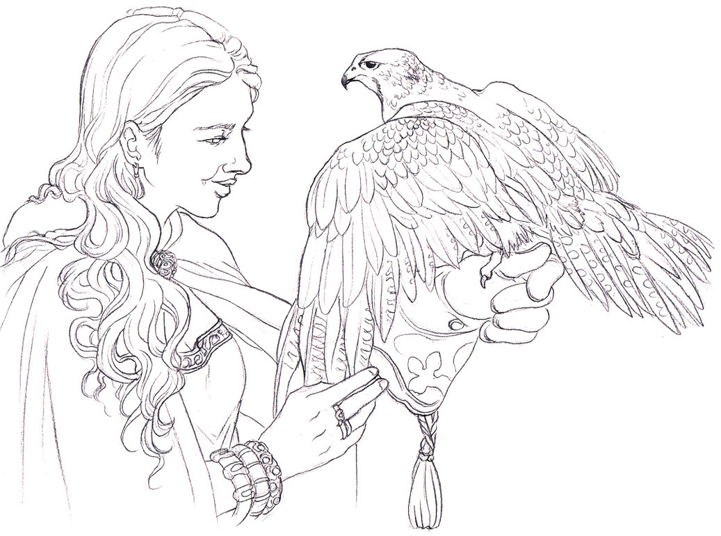 1037x771 Kriemhild's Dream Of The Falcon Lineart By Toradh