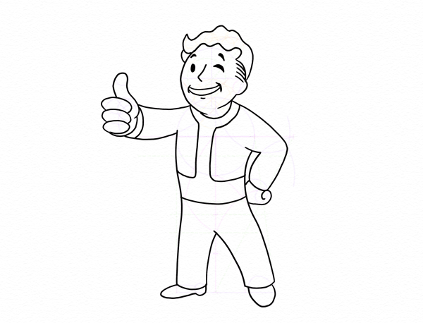 600x458 How To Draw Vault Boy From The Fallout Series Step By Step