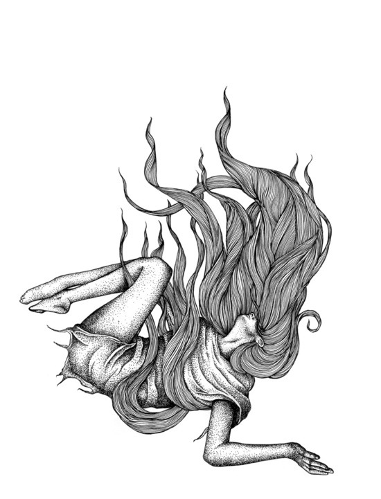 550x721 Drawing Illustration Art Hair Girl Black And White Design Bampw Fall