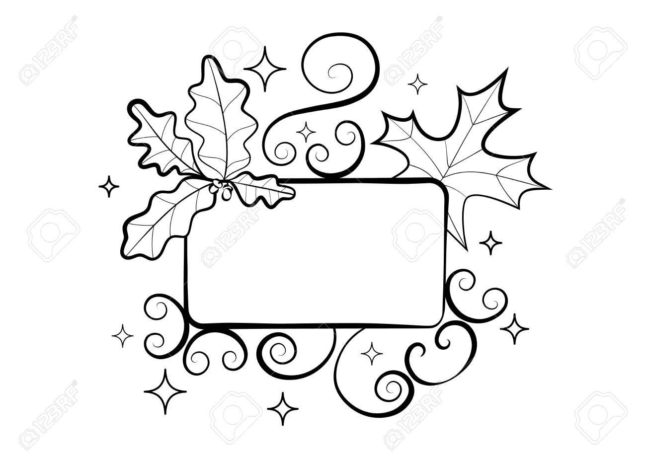 1300x928 Autumn Hand Drawn Composition. Fall Season Frame With Leaves